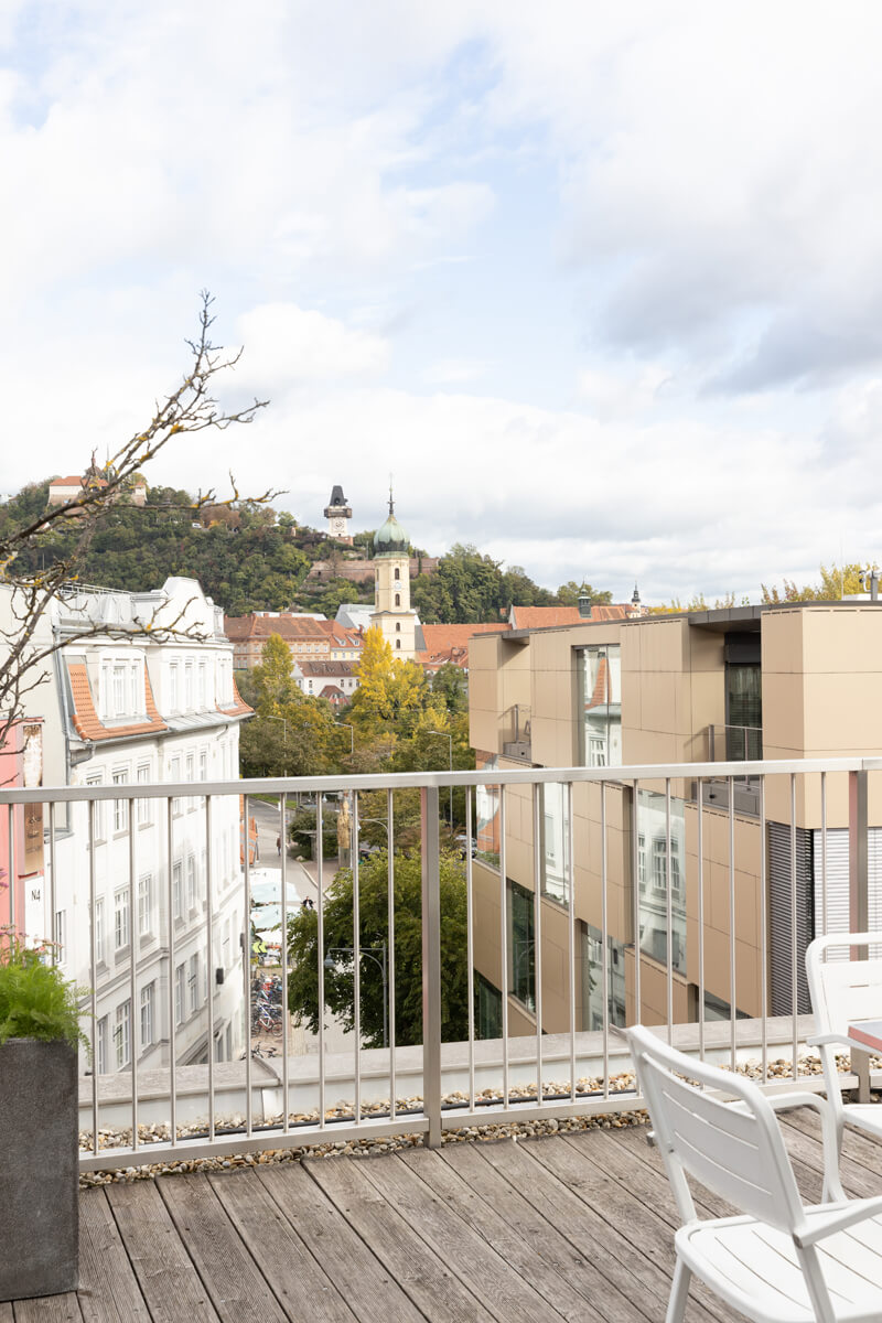 Panoramabilder Raum Level 4 mit Blick über Graz und Schlossberg